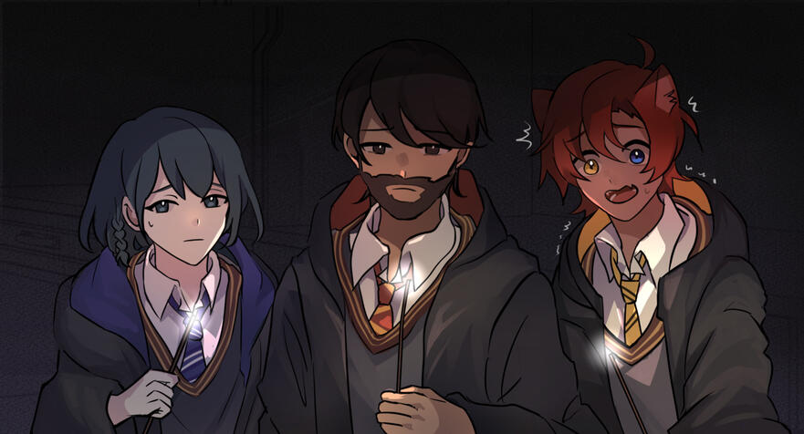 The trio at Hogwarts (Tamago Yuri)